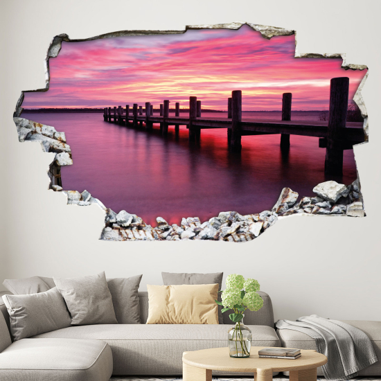 Hole In The Wall Sticker - Optical illusions - Sunset