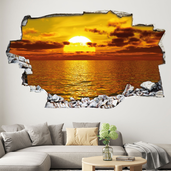 Hole In The Wall Sticker - Optical illusions - Sunset