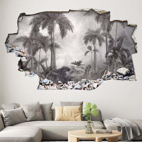 Hole In The Wall Sticker - Optical illusions - Tropical Forest