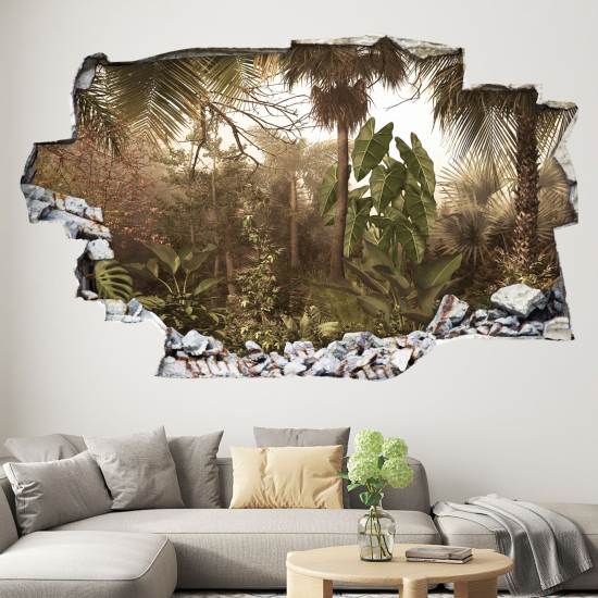 Hole In The Wall Sticker - Optical illusions - Tropical Forest