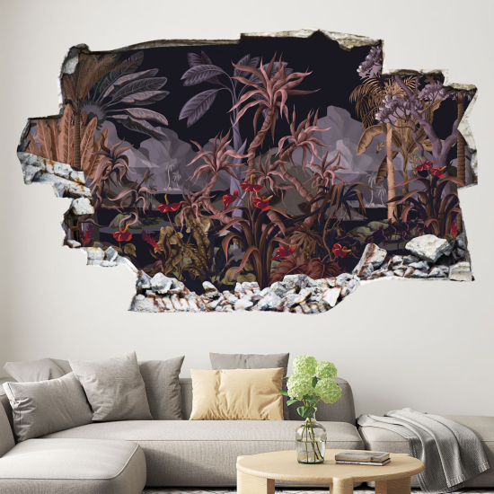 Hole In The Wall Sticker - Optical illusions - Tropical Forest