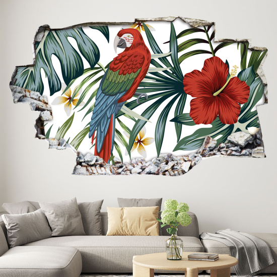 Hole In The Wall Sticker - Optical illusions - Tropical Pattern