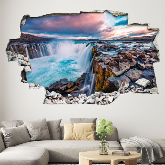 Hole In The Wall Sticker - Optical illusions - Waterfall