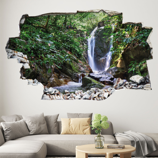 Hole In The Wall Sticker - Optical illusions - Waterfall