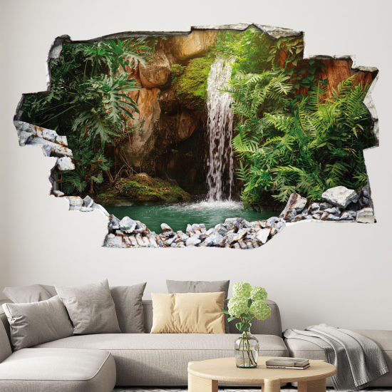 Hole In The Wall Sticker - Optical illusions - Waterfall