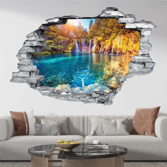 Hole In The Wall Sticker - Optical illusions - Waterfall