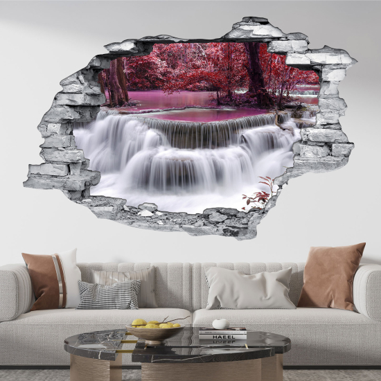 Hole In The Wall Sticker - Optical illusions - Waterfall