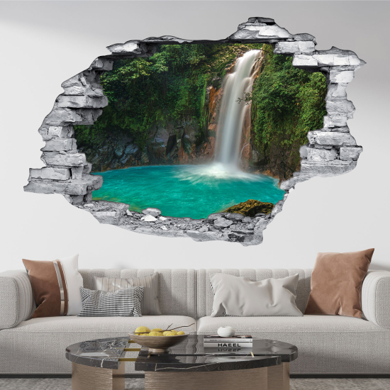 Hole In The Wall Sticker - Optical illusions - Waterfall