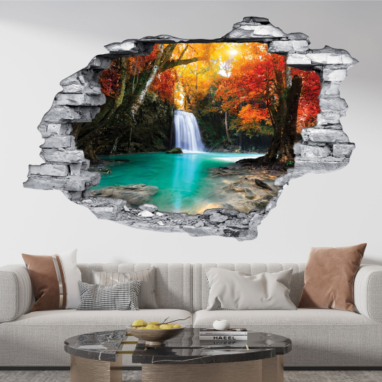 Hole In The Wall Sticker - Optical illusions - Waterfall