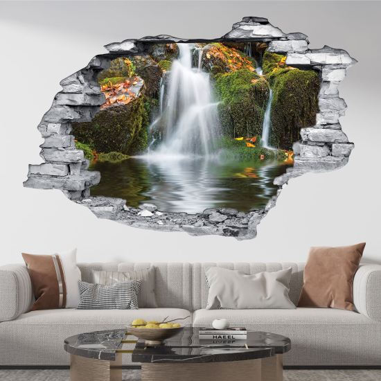 Hole In The Wall Sticker - Optical illusions - Waterfall