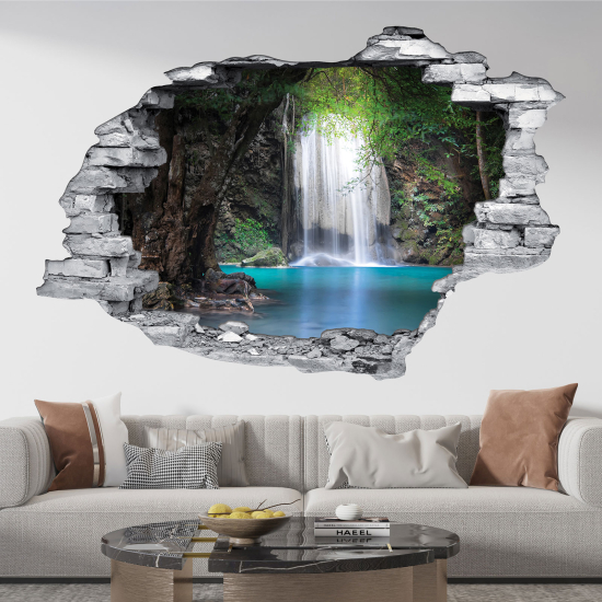 Hole In The Wall Sticker - Optical illusions - Waterfall