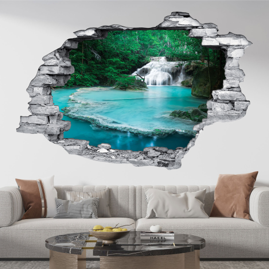 Hole In The Wall Sticker - Optical illusions - Waterfall