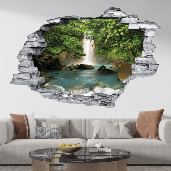 Hole In The Wall Sticker - Optical illusions - Waterfall