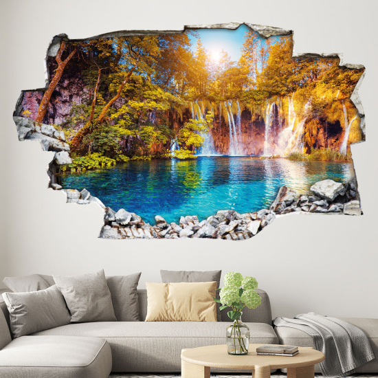 Hole In The Wall Sticker - Optical illusions - Waterfall