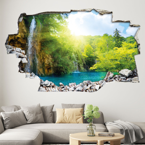 Hole In The Wall Sticker - Optical illusions - Waterfall