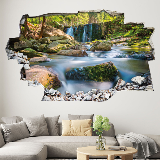 Hole In The Wall Sticker - Optical illusions - Waterfall