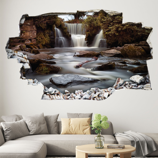 Hole In The Wall Sticker - Optical illusions - Waterfall