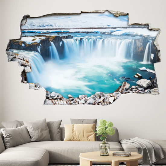 Hole In The Wall Sticker - Optical illusions - Waterfall