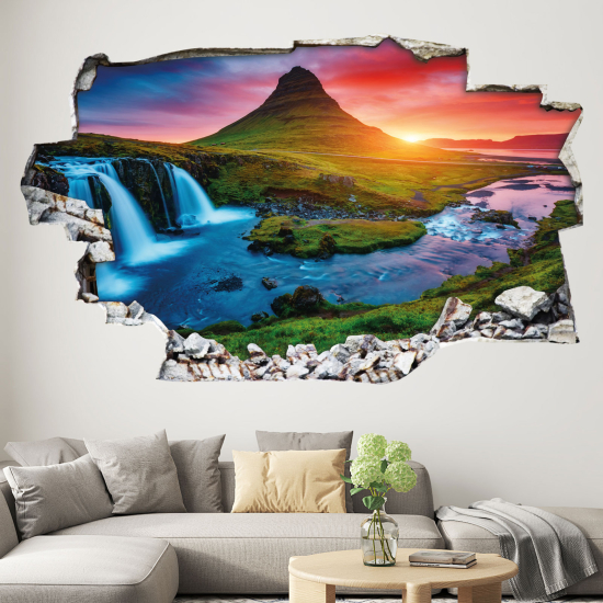 Hole In The Wall Sticker - Optical illusions - Waterfall