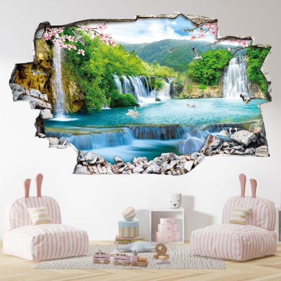 Hole In The Wall Sticker - Optical illusions - Waterfalls