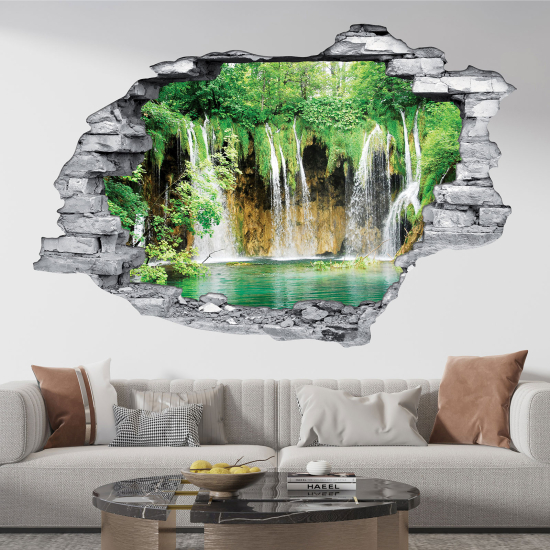 Hole In The Wall Sticker - Optical illusions - Waterfalls