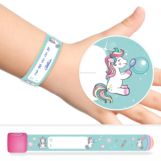 ID Wristband for Kids - unicorns