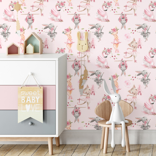 Kid Wall Mural - Wallpaper - Flamingo Dancers