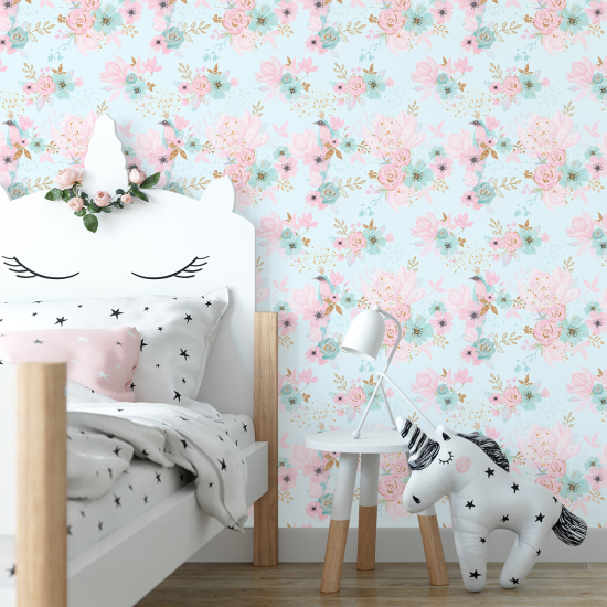 Kid Wall Mural - Wallpaper - Floral Birds