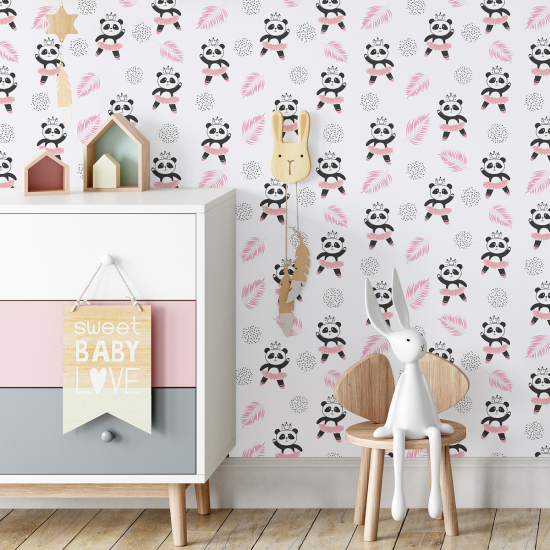 Kid Wall Mural - Wallpaper - Panda Dancers