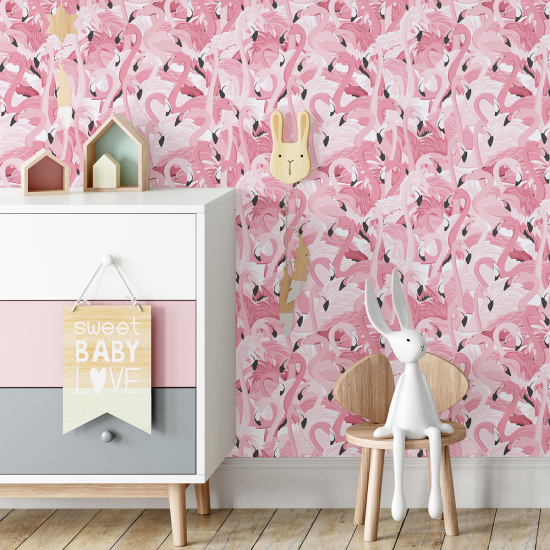 Kid Wall Mural - Wallpaper - Pink flamingos