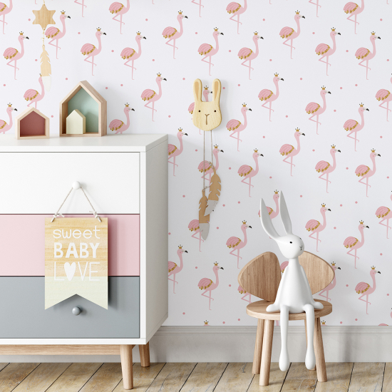 Kid Wall Mural - Wallpaper - Pink flamingos