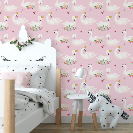 Kid Wall Mural - Wallpaper - Swans