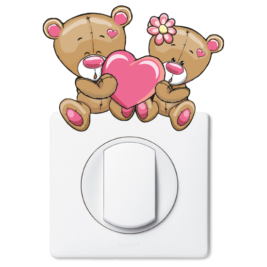 Light Switch Sticker - Heart Bears