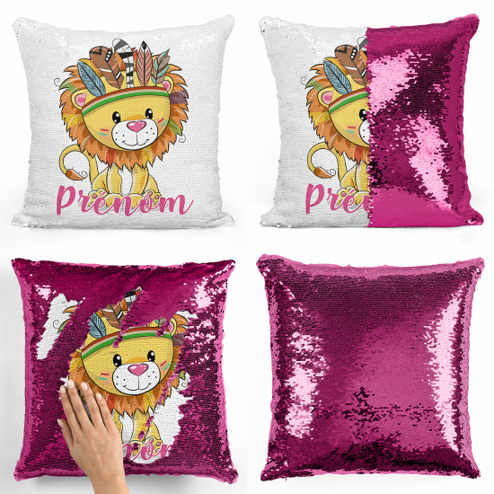 Magic Sequin Glitter Pillow - Indian lion