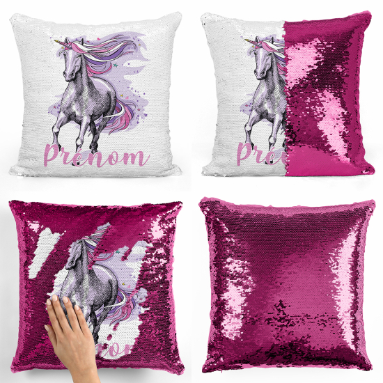 Magic Sequin Glitter Pillow - Purple unicorn