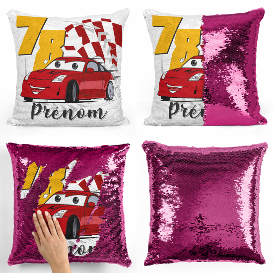 Magic Sequin Glitter Pillow - Racing car