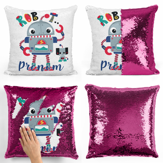 Magic Sequin Glitter Pillow - Robot