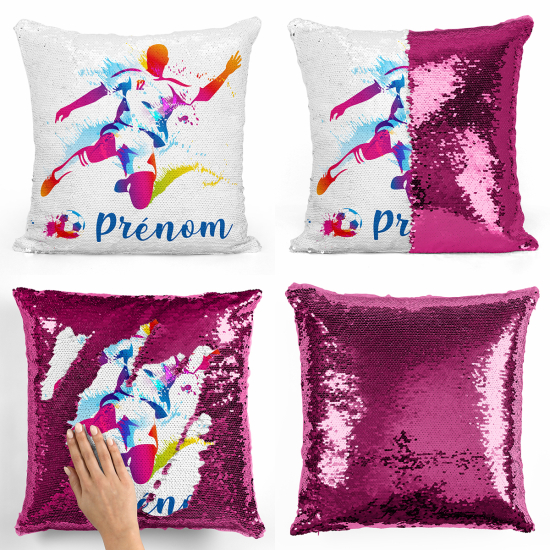 Magic Sequin Glitter Pillow - Soccer player