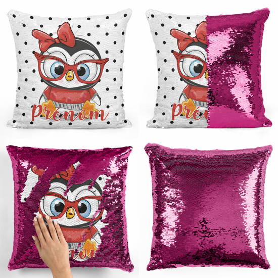 Magic Sequin Glitter Pillow - Spectacled Penguin