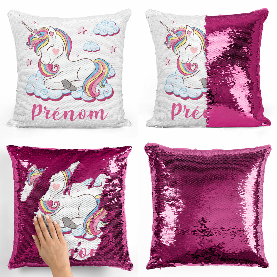 Magic Sequin Glitter Pillow - Unicorn clouds