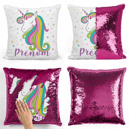 Magic Sequin Glitter Pillow - Unicorn stars