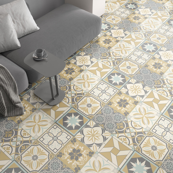 Non-slip Floor Tile Stickers - Cement tile pattern