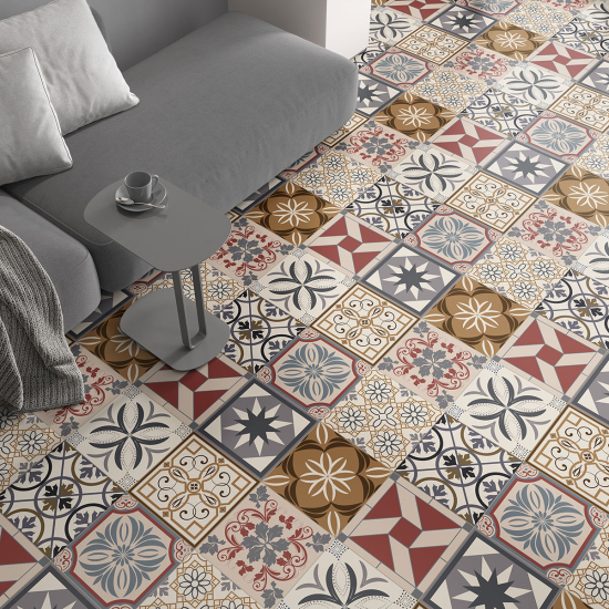 Non-slip Floor Tile Stickers - Cement tile pattern