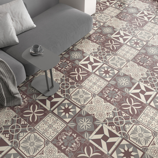 Non-slip Floor Tile Stickers - Cement tile pattern