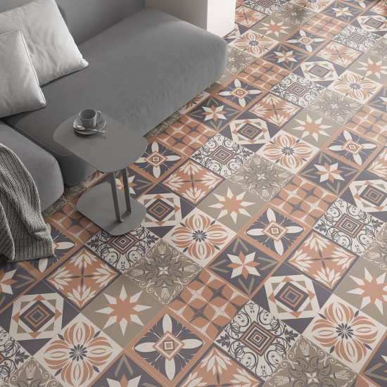 Non-slip Floor Tile Stickers - Cement tile pattern