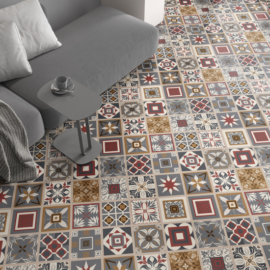 Non-slip Floor Tile Stickers - Cement tile pattern