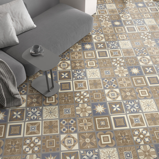 Non-slip Floor Tile Stickers - Cement tile pattern