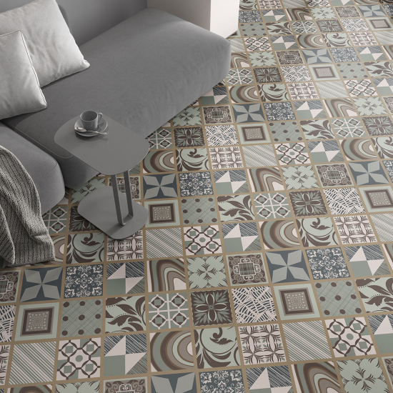 Non-slip Floor Tile Stickers - Cement tile pattern