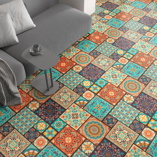 Non-slip Floor Tile Stickers - Cement tile pattern