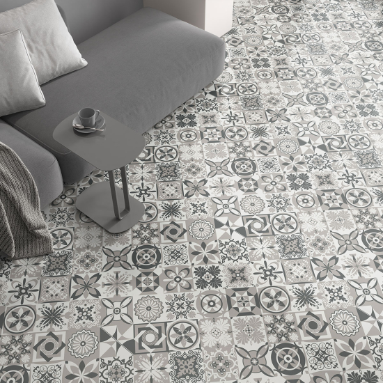 Non-slip Floor Tile Stickers - Cement tile pattern